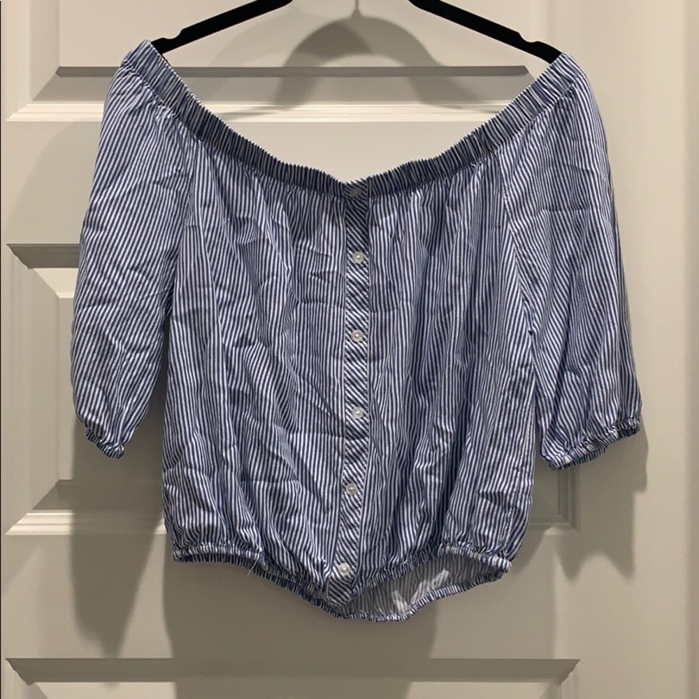 Striped over the shoulders crop top